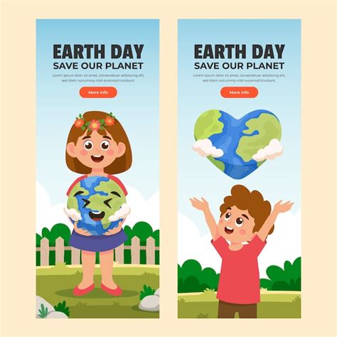 Premium Vector Earth Day Hand Drawn Banner Set