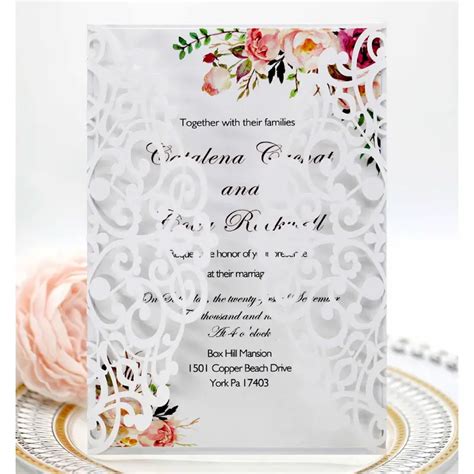 Elegant Laser Cut Pearl Paper Wedding Invitations Inner - Temu, Wedding ...