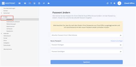 Wie passe ich das Passwort für meine E Mail Adresse an