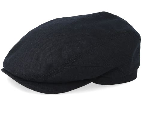 Driver Cap Virgin Wool Casmere Black Flat Cap Stetson Cap Hatstore Ch