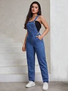 SHEIN Slant Pocket Denim Overalls Without Tube Top SHEIN USA