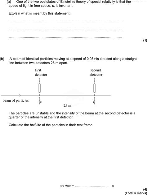 A Level Aqa Physics Questions Time Dilation Revisely