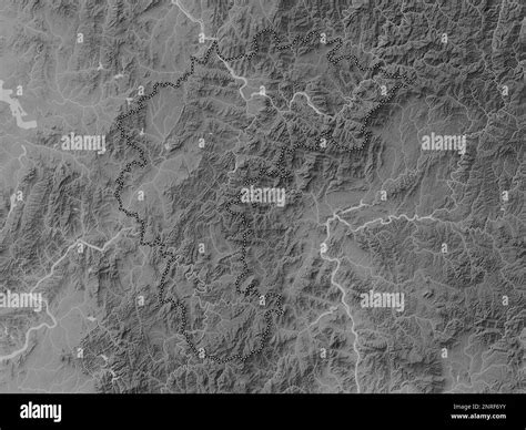 Chungcheongbuk-do, province of South Korea. Grayscale elevation map ...