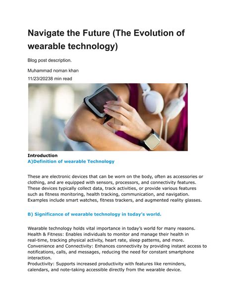 Navigate The Future The Evolution Of Wearable Technology Pdf