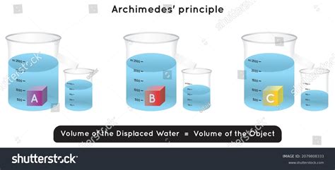 Archimedes Principle Infographic Diagram Experiment Example Stock