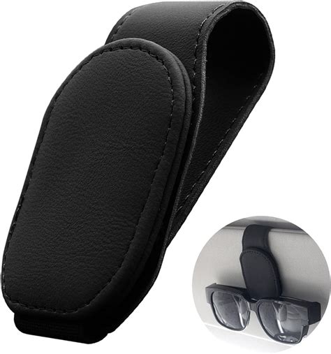 Chimuyu Leather Sunglass Holder For Car Visor Magnetic Sunglasses Visor Clip Car