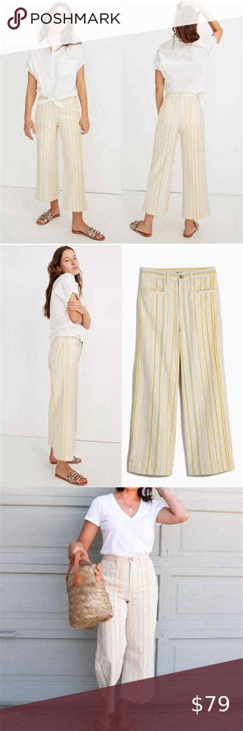 Madewell Tall Emmett Wide Leg Crop Pants In Stripe Wide Leg Crop