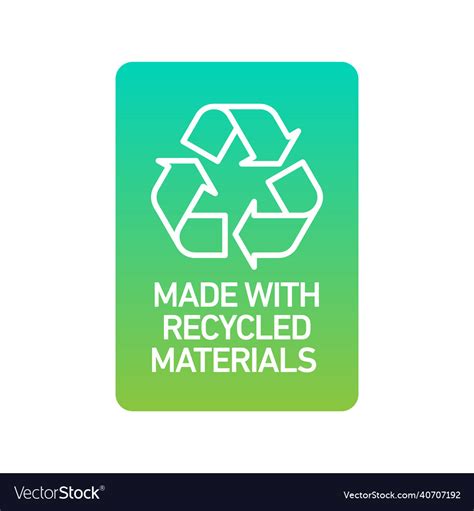 Made With 100 Recycled Materials Icon Logo Badge Vector Image