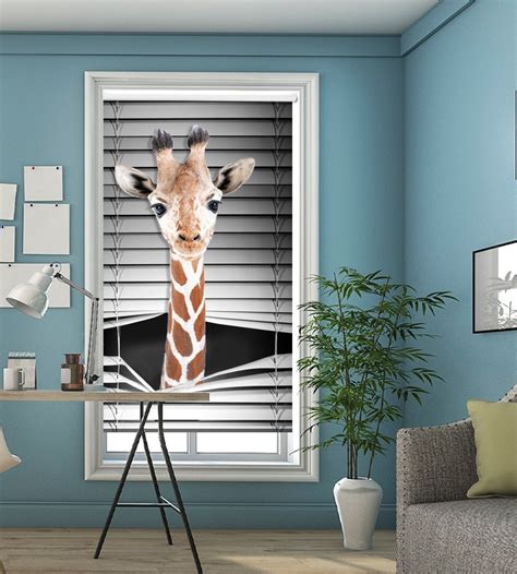 Baby Giraffe Peeking Animal Blind Printed Photo Blinds Window Shades