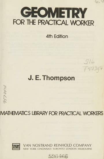 Geometry For The Practical Worker Thompson James Edgar 1892 Free