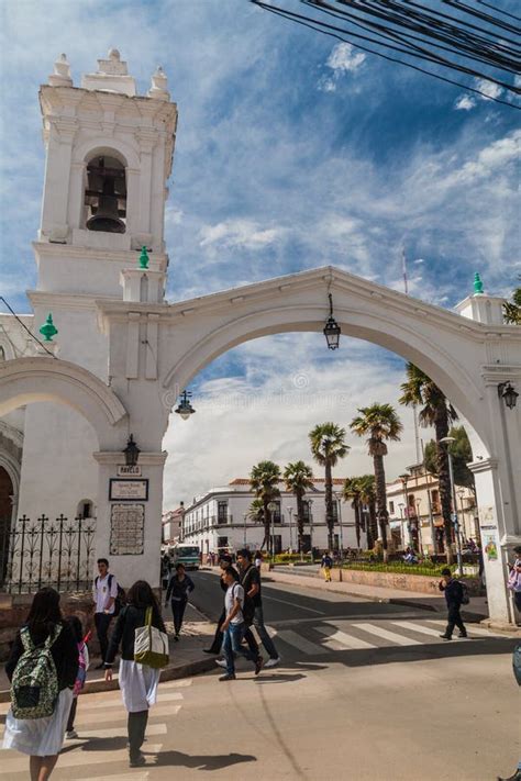 Sucre Bolivia April 21 2015 Whitewashed Arches Near San Francisco