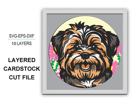 3d Morkie Box Dog Shadow Box Svg Layered Svg Light Box Svg Etsy