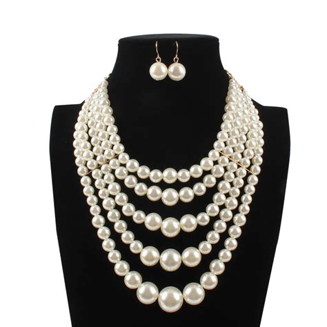 2019 New Luxury Fashion European Multi Layer Pearl Jewelry Sets Women