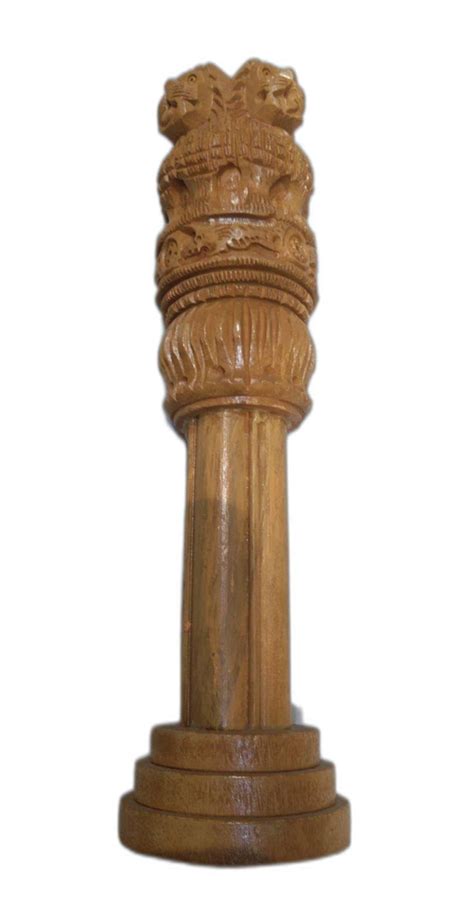 Brown Round Base Wooden Ashoka Pillar Showpiece For Decoration Size