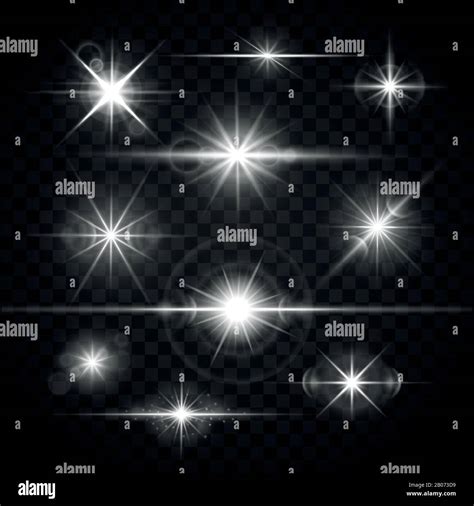 Lens Flares Glare Lighting Effects Vector Set Shiny Stars Isolated On