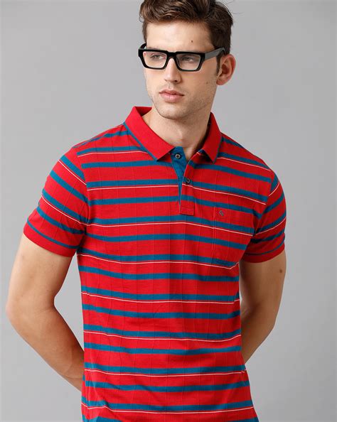 Classic Polo Mens Cotton Striped Half Sleeve Slim Fit Polo Neck Multic