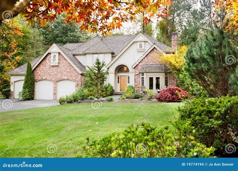 Suburban home in fall stock photo. Image of brown, horizontal - 19774194