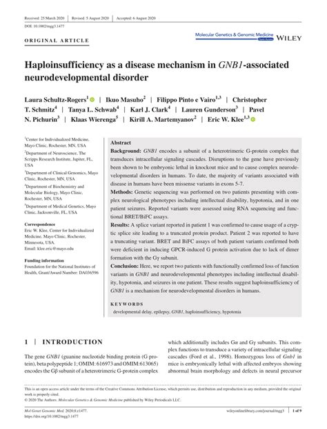 Pdf Haploinsufficiency As A Disease Mechanism In Gnb1 Associated