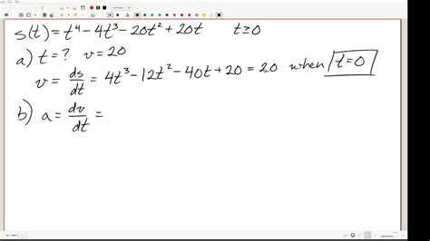 Solved St T4 4t3 20t2 20t T 0 Particle Moves With Position Function Have Velocity Of