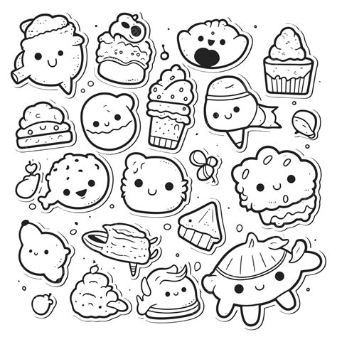 Cute Kawaii Creatures For Children Outline Sketch Drawing 57 Off