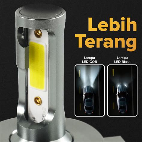 Fx Lampu Depan Mobil High Low Beam Led H Cob Chips Lm V Pcs