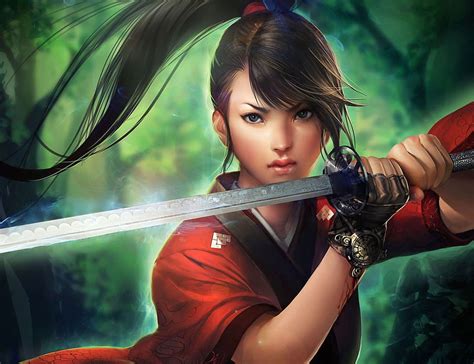 1920x1080px 1080p Free Download Brunettes Women Katana Samurai Weapons Asians Anime