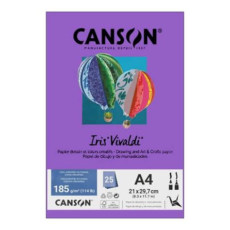 Papel Canson A4 Iris Vivaldi 185g 25Fls Escolha a Cor Papéis