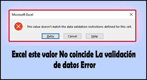 9 arreglos Excel este valor No coincide La validación de datos Error