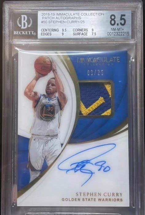 2018 Stephen Curry immaculate patch auto BGS 8 5 10 小國寶 咖喱 柯瑞 簽名卡 25