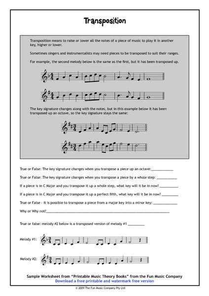 transposition handout    grade lesson planet