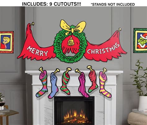Merry Christmas Whoville Sign With Stockings Grinch Yard Decoration