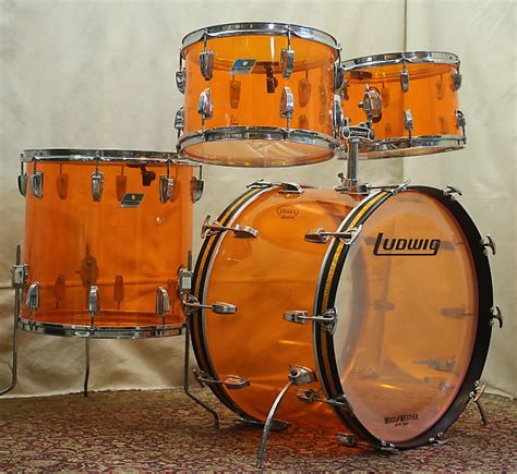 1970s Ludwig Vistalite Big Beat Drum Set With Single Color Reverb