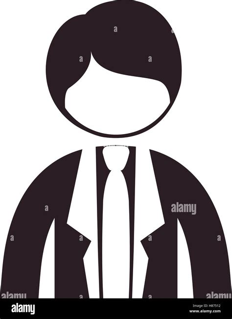 Silhouette Half Body Man Suit With Tie Vector Illustration Stock Vector