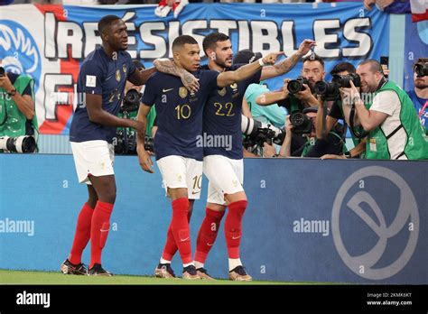 Kylian Mbappe Of France Celebrates With His Team Mates Ibrahima Konate