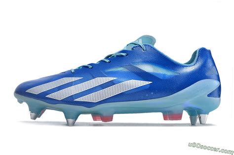 SG Soft Ground Soccer Cleats | Blue, White, Red Colorway - Shop Now!