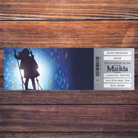 Personalised Printable Matilda T Ticket Instant Pdf Digital Download Great Surprise T