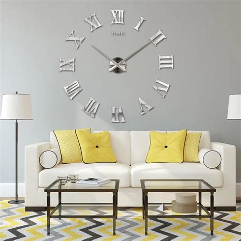 Diy Self Adhesive Wall Clock Decals Digital Large Decorative Wall Clock