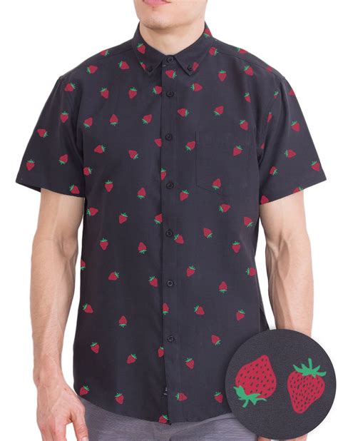 Visive Mens Big And Tall Short Sleeve Button Shirt Printed Strawberry