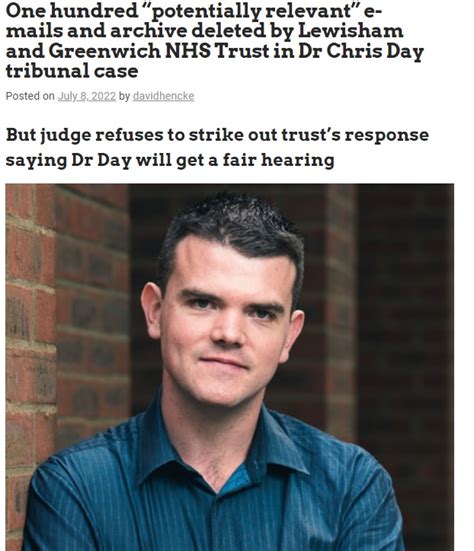 Coverage Of The June 2022 Dr Chris Day Whistleblowing Hearing Drchrisday