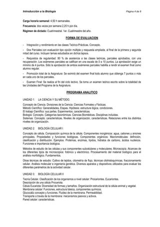 Modelo Programa Analitico Introduccion A La Biologia Pdf