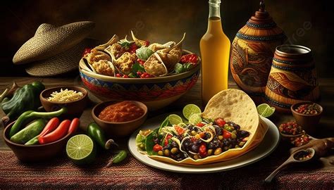 Mexican Food In Antique Style Background Mexican Food Pictures