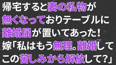 【修羅場】帰宅すると妻の私物が無くなっており、テーブルに離婚届が置いてあった！離婚して1年久々に会った元嫁の発言に復讐を誓う Youtube