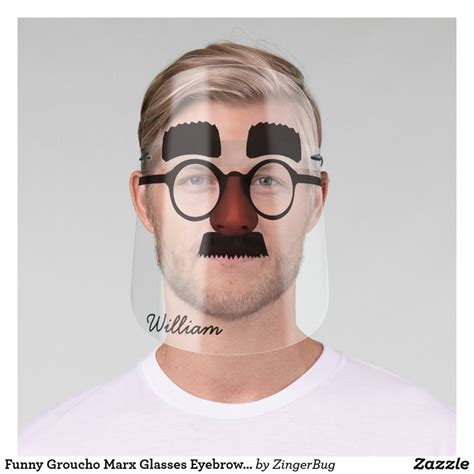 Funny Groucho Marx Glasses Eyebrows Nose Moustache Face Shield Zazzle Face Shield Nose Mask