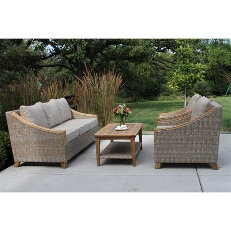 Carlton 4 Piece Rattan Sofa Seating Group With Sunbrella Cushions And Reviews Birch Lane