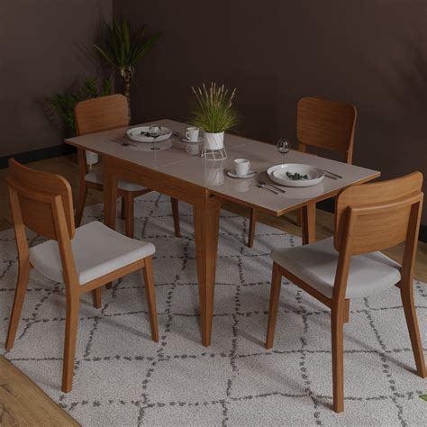 Mesa de Jantar Extensível 80 160 cm Tampo Vidro Pés Madeira Maciça