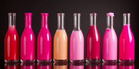 Una Fila De Botellas Con Diferentes Colores De Diferentes Colores