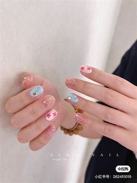 Mẫu Nail Màu Xanh Dương Nhạt Nhẹ Nhàng Xinh Xắn HOT TREND