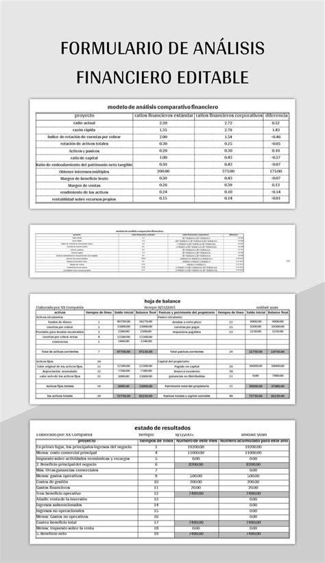 Plantilla De Excel Formulario De An Lisis Financiero Editable Y Hoja De