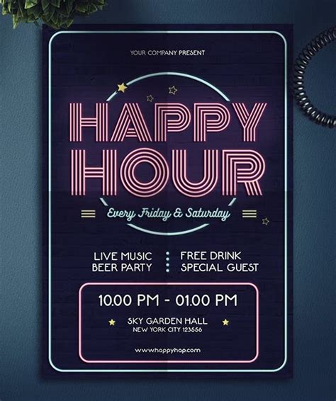 Happy Hour Flyer Design PSD | Happy hour, Flyer, Flyer design