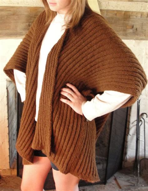 Free Knitting Pattern For Ruana Style Wrap This Project Is Knit In